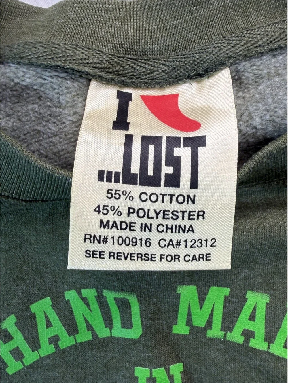 Lost Enterprises Crewneck Sweatshirt Mens Large Olive Green California Bear Surf